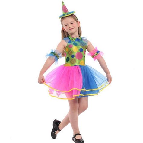buy kids girls colorful clown circus cosplay costume carnival performance