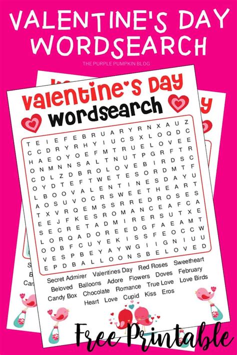 printable valentines day word search