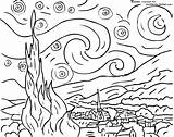 Gogh Van Vincent Starry Night Coloring Pages Color Cool Colouring Famous Printable Girls Kids Adults Sheets Print Teenage Painting Printables sketch template