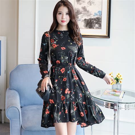 Korean Fashion 2019 New Fashion Women Long Sleeve Floral