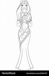Sari Hijab Outlined sketch template