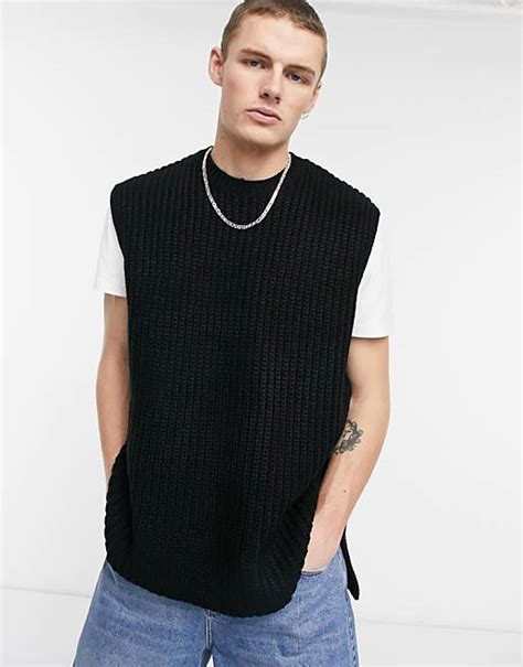 asos design oversized sweater vest  black asos