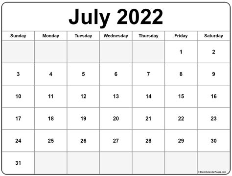 blank calendar july  printable printable blank world