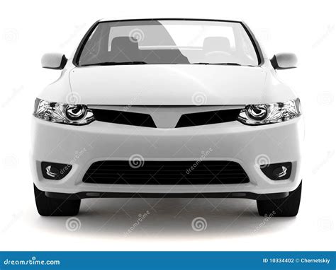 compact white car front view stock photography image
