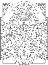 Coloring Pages Muerte Dover Book Creative Haven Publications Dead Ashley Santa Skull Adult Halloween Mandala La Books Folk Para Colorir sketch template