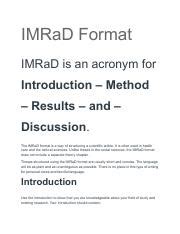 imrad formatpdf imrad format imrad   acronym  introduction
