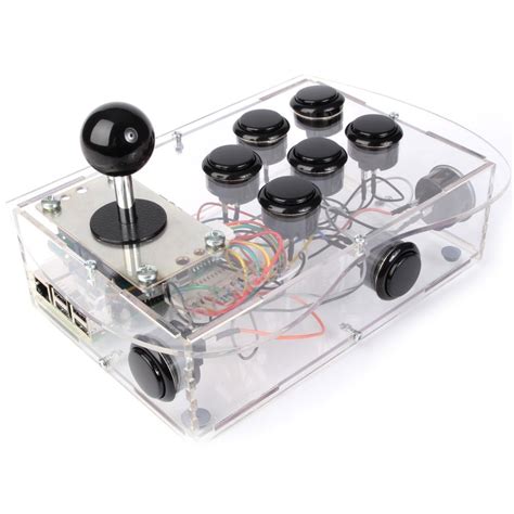 clear deluxe arcade controller kit  raspberry pi stealth black