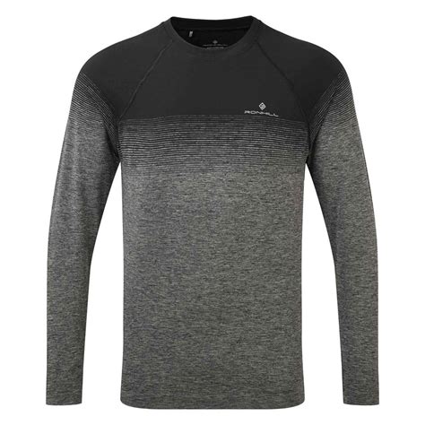 tech marathon mens long sleeve running  shirt blackgrey marl clothing  northern runner uk