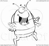 Cartoon Excited Pillbug Jumping Clipart Coloring Outlined Vector Cory Thoman Royalty sketch template