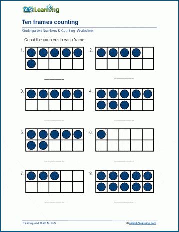 ten frames kindergarten worksheets printable kindergarten worksheets