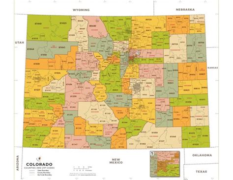 Buy Colorado Zip Code Map With Counties Online