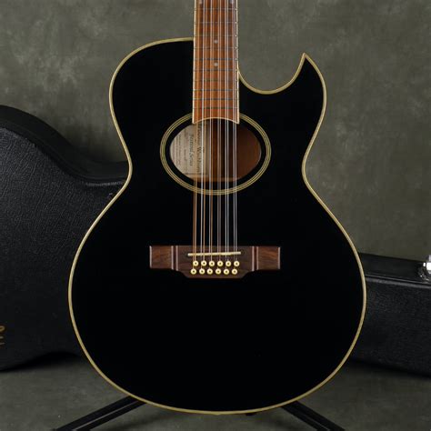 washburn mik ea  string electro acoustic guitar black wcase