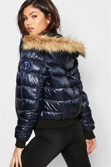 faux fur hood bubble coat boohoo puffer jackets winter jackets