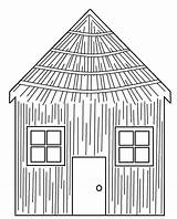 Pigs Coloring Straw Paille Hut Cochons Ruth Trois Webstockreview sketch template