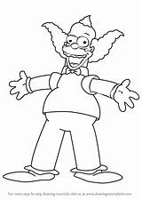 Krusty Clown Coloring Dibujos Drawingtutorials101 Movie Personajes Payaso Simsons sketch template