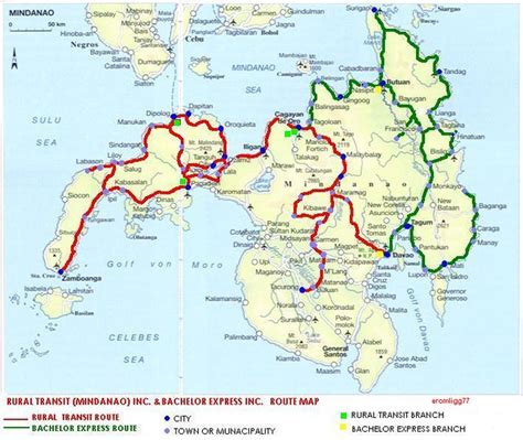 Route Map Of Rural Transit And Bachelor Express In Mindanao