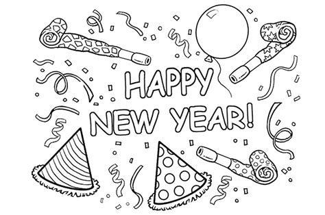 happy  year  coloring pages  printable coloring pages