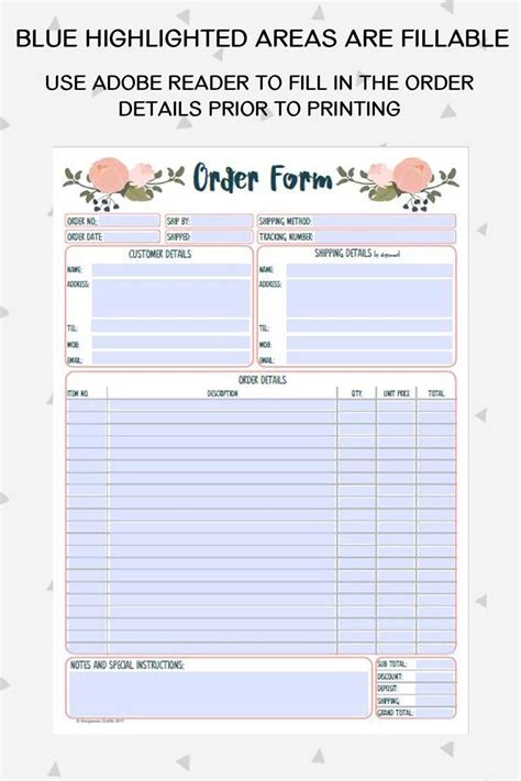 printable custom order forms printable forms
