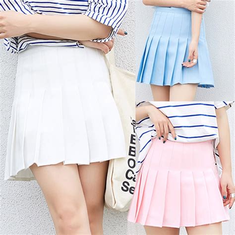2018 high waist pleated skirts harajuku girls a line mini sailor skirt