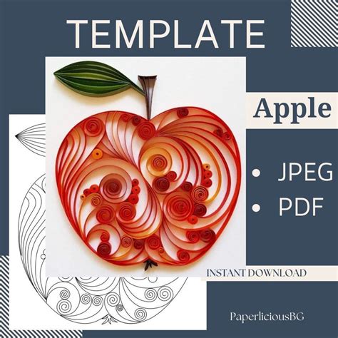 template  quilling apple quilling pattern quilling etsy paper