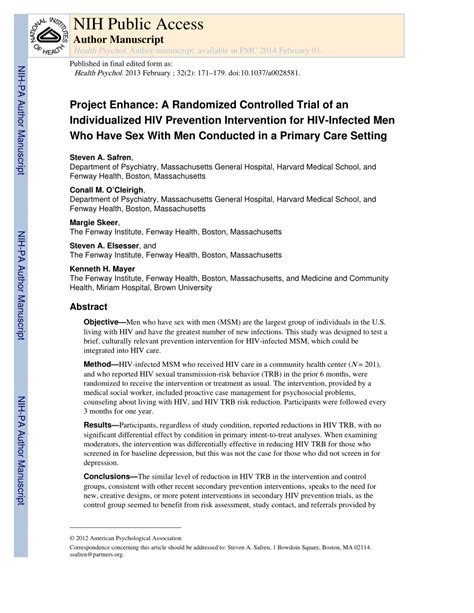 pdf project enhance a randomized controlled trial of an