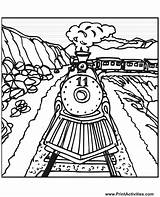 Train Coloring Pages Tracks Steam Track Printable Railroad Drawing Sheets Travel Trains Colouring Old Santa Kids Color Engine Countryside Printactivities sketch template