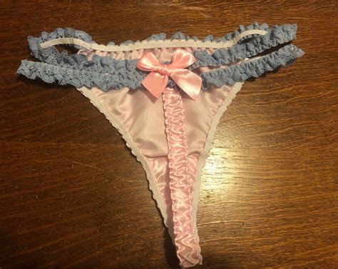 Ladies Pink Satin Panties G String Thong Etsy