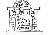 Fireplace Coloring Drawing Pages Stockings Stocking Over Fireplaces Choose Board sketch template