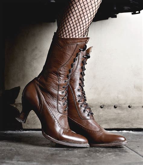 modern victorian lace  leather boots  cognac victorian boots vintage boots granny boots