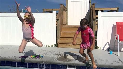 Slo Mo The Girls Jumping Into The Pool Youtube
