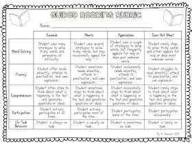 grade scoop  rubrics  guided reading  daily