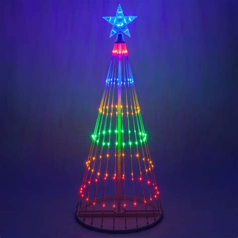 wintergreen lighting ft multicolor outdoor christmas light show cone tree  function led