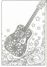 Coloring Pages Guitar Music Mandala Sheets sketch template