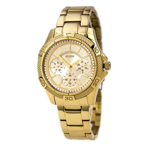 guess guess womens ul dynamic sports gold tone dial gold plated