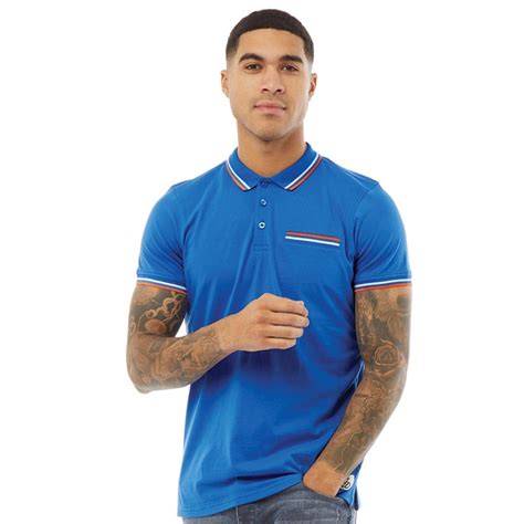 buy fluid mens tipped jersey polo shirt strong blue