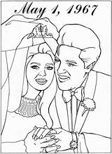 Elvis Coloring Presley Priscilla 1967 sketch template