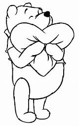 Coloring Pages Pooh Winnie Heart Pillow Kids sketch template