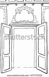 Open Door Coloring Doors Template sketch template