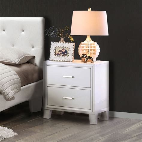 furniture  america malt contemporary white wood  drawer nightstand