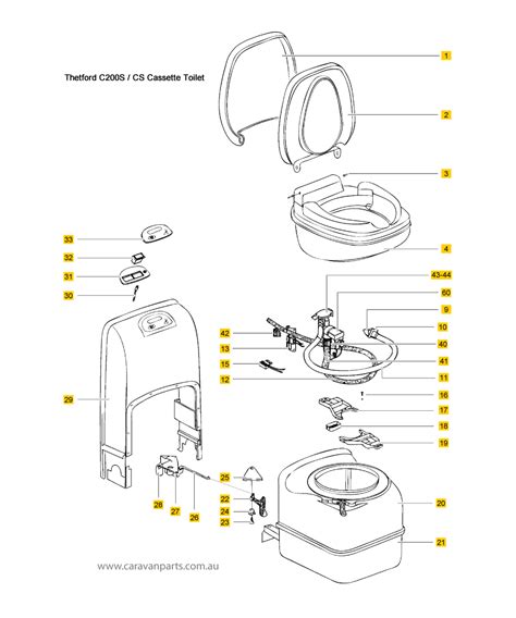 thetford cscs cassette toilet spare parts diagram caravan parts