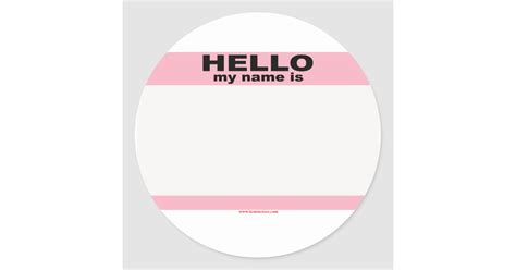 Hello My Name Is Blank Pink Copy Classic Round Sticker
