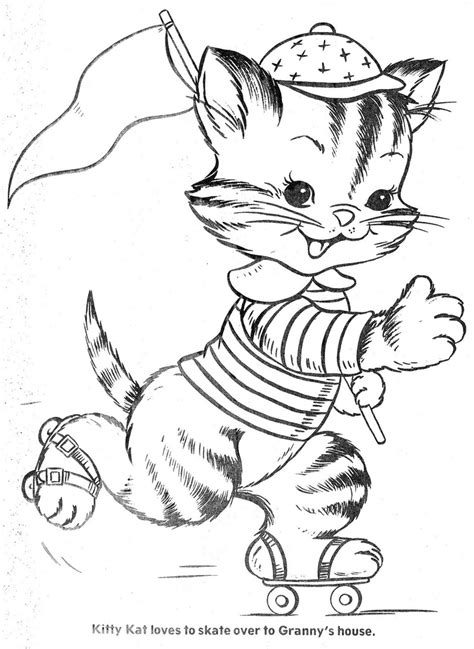coloring page   cat   skateboard