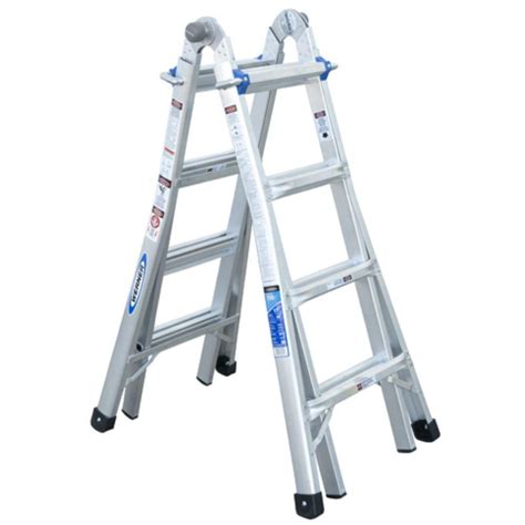 werner  ft reach aluminum telescoping multi position ladder   lb load capacity type