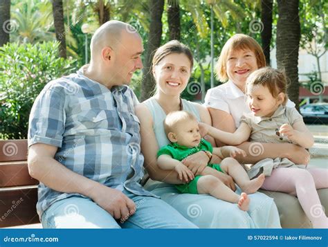 multigeneration family    sunny day stock photo image
