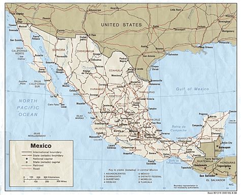 large detailed political map  mexico  roads  railways mexico