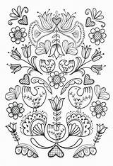 Scandinavian Embroidery Dementia Mexican Kolorowanki Wzory Sztuka Ludowa Bordar Coloriage Mandala Fensterbilder Haftów Dessin Ludowy Colorier Szkice Escandinavo Swedish Bordados sketch template