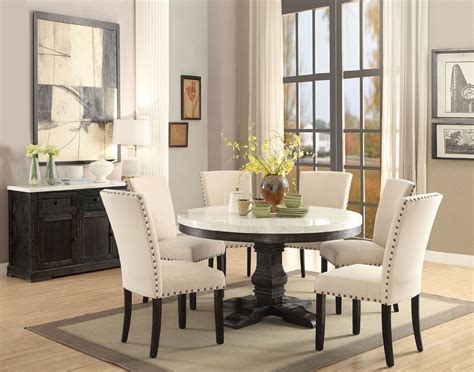 nolan  pieces white faux marble top  dining table set