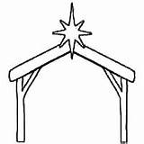 Nativity Outline Stable Template Coloring Jesus Baby Stencils sketch template