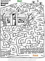 Maze Halloween Graveyard Coloring Pages Spooky Printout Kids Activities Worksheets Fun Kid Print Ghosting Going Crafts sketch template