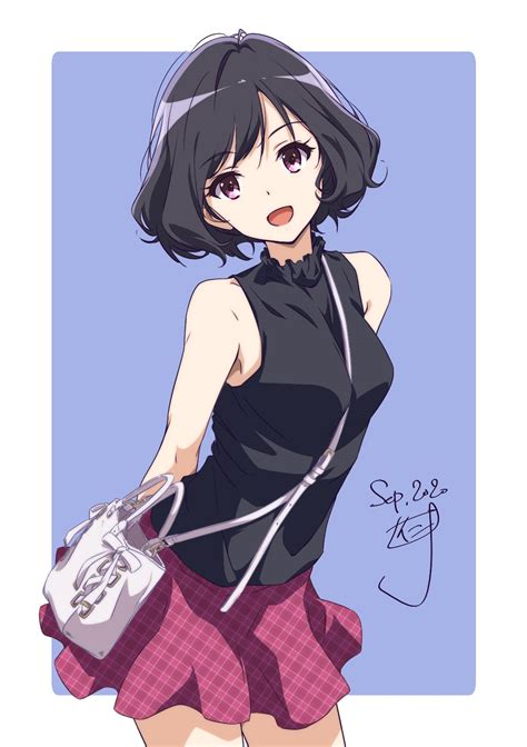 Safebooru 1girl D Arms Behind Back Bag Bare Shoulders Black Hair